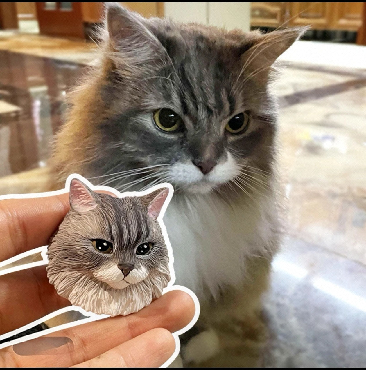 Custom Pet Plaster Bust - Car Air Vent Clip Diffuser