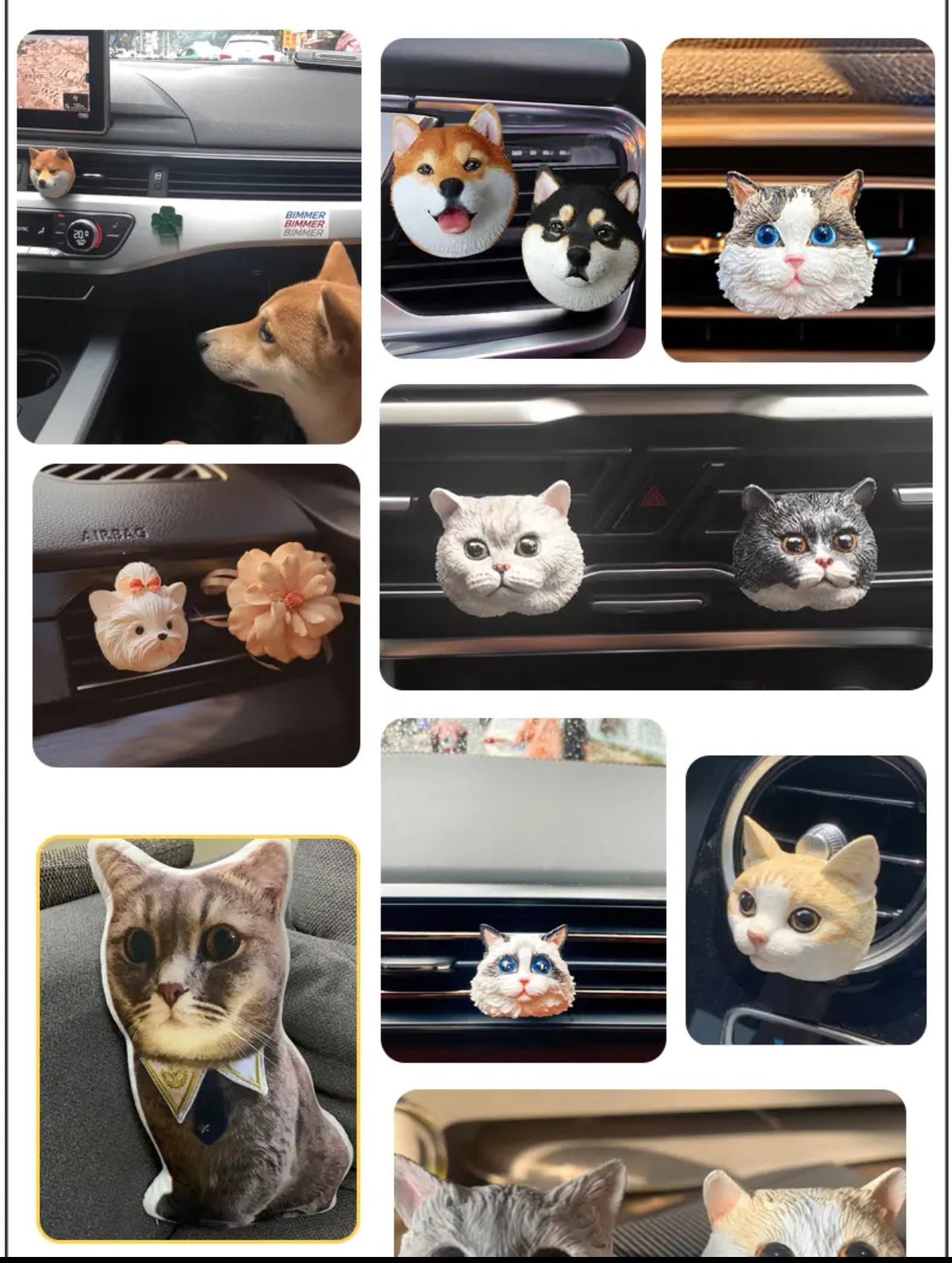 Custom Pet Plaster Bust - Car Air Vent Clip Diffuser