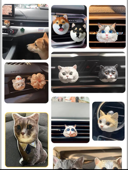 Custom Pet Plaster Bust - Car Air Vent Clip Diffuser