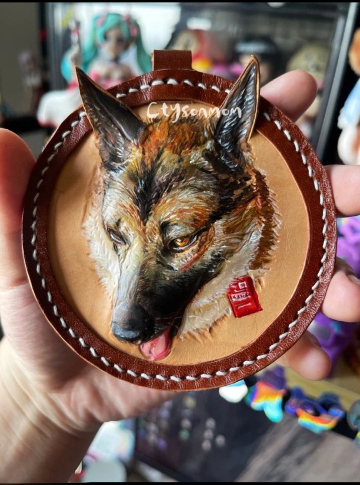 Custom Pet Photo Leather Keychain - Handmade Genuine Cowhide