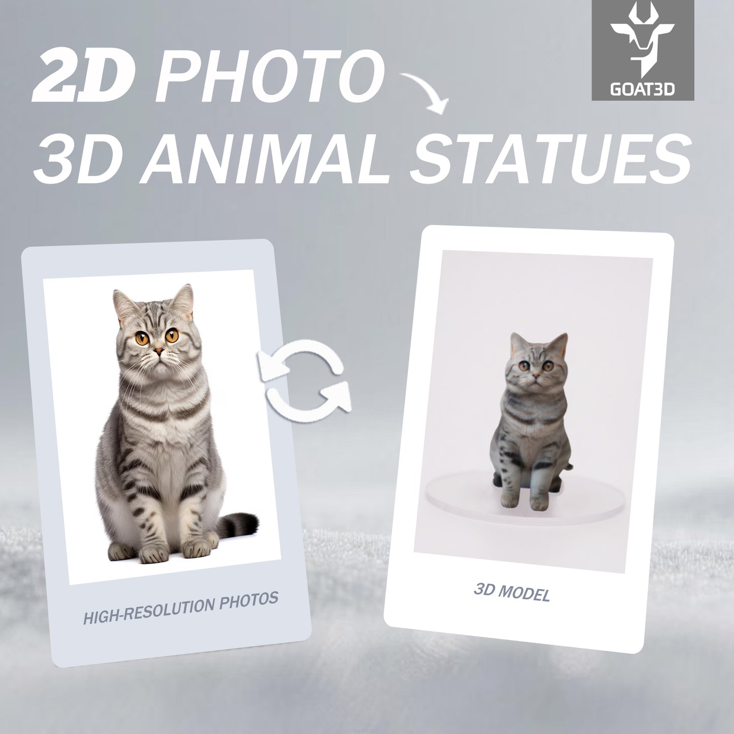 3D animal figures made from 2D photos